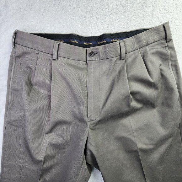 Brooks Brothers Pants Mens 37 x 30 Gray Advantage Eilliot Pleated Cotton Office - Picture 2 of 11